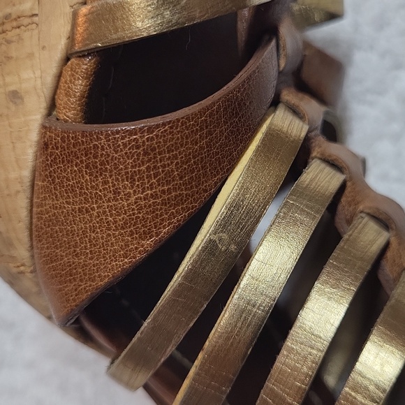 Miu Miu Platform Strappy Brown/ Gold Heels Sandals 39/8.5 Authentic leather - Picture 16 of 16